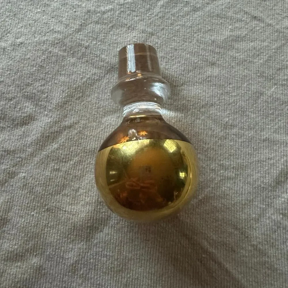 Vintage Ball Art Glass Decanter Stopper gold plated Mid-Century Modern
